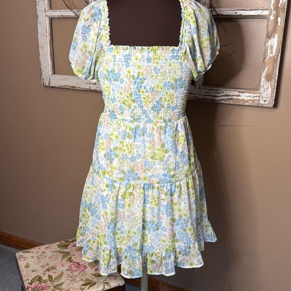 Madden NYC floral mini dress size medium y2k babydoll milkmaid summer romantic f - Picture 5 of 11